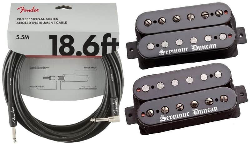 Seymour Duncan Black Winter Trembucker Bridge & Neck Humbucker Set In Black ( FENDER 18FT CABLE ) image 1