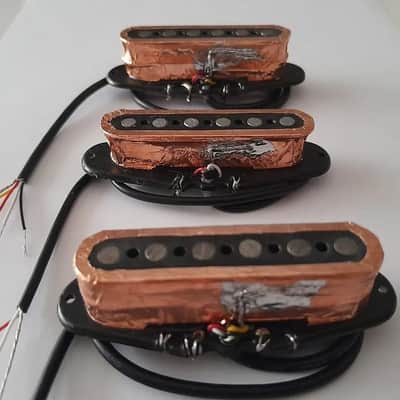 Handmade prewired SSS NEODYMIUM Stacked coils PU's Strat pickguard with HB split on N&B, volume TR BL and mid PU cutoff switch image 3