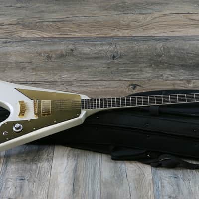 Rare! Dunable Asteroid Flying V  Limited 1 of a kind Psycho Guitar Las Vegas 2018 White (2274) image 1