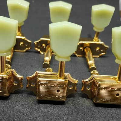 6 Gold Wilkinson, kluson style 3+3 Machine heads, Keystone button image 1