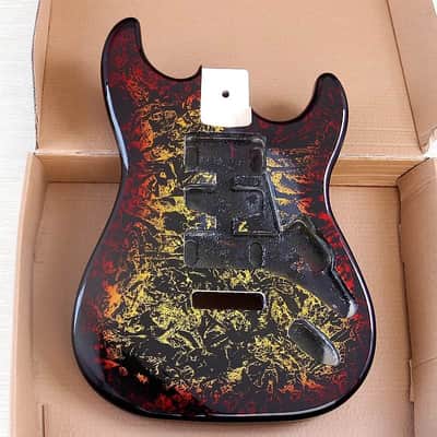 Red Yellow Custom Finish Guitar Strat Style Poplar Wood Body image 2