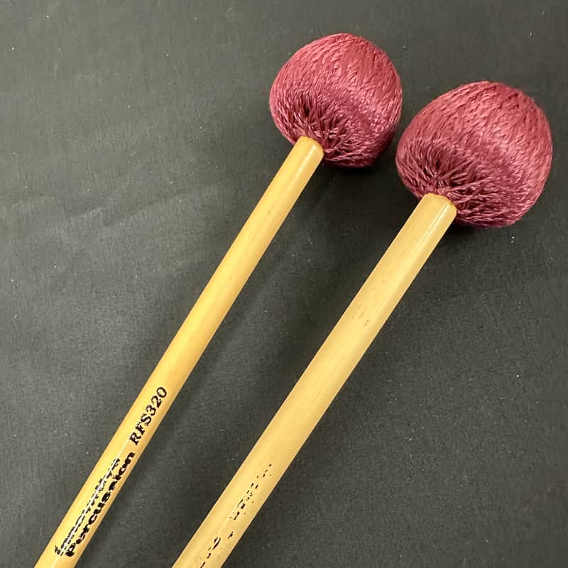 Innovative Percussion RFS320 Soft Vibe Mallets, Rattan Handles, Burgundy Cord - NEAR MINT image 1
