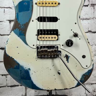 Friedman Vintage S 2026 - White Over Two Tone Blue Metallic (Large Checkerboard) w/OHSC image 2