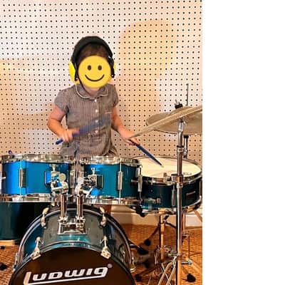 Ludwig Accent CS Combo Junior c.2020 - Blue/green sparkle (depending on the light) image 5
