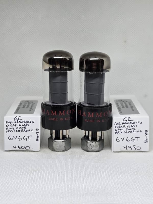 GE Made For Hammond 6V6GT Clear Glass Gray Plate Well Matched (5.1%) Pair NOS 6V6 image 1
