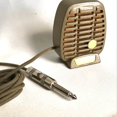 Near Mint Vintage 1950’s Shure CX-80G Gold Finish HiZ Crystal Microphone-All  Original-  Harmonica Mic image 6