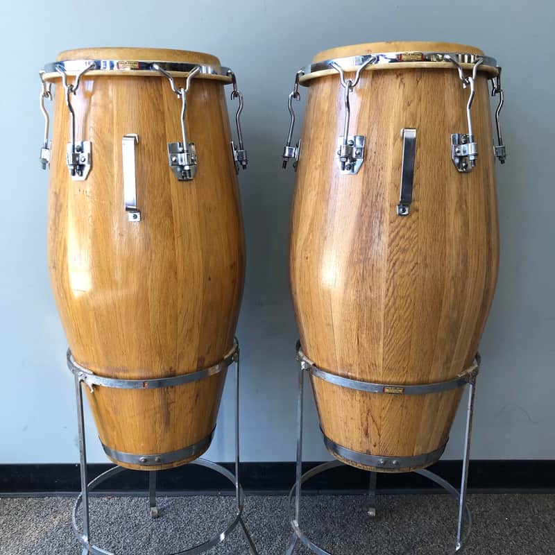 Vintage 1960s Original Valje Conga and Quinto Hand Drum pair with