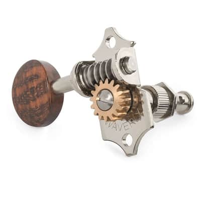Waverly Guitar Tuners with Snakewood Knobs, for Solid Pegheads, Nickel, 3L/3R image 2