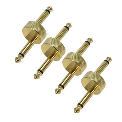 VSN Professional Guitar Pedal Coupler,1/4 Inch Guitar Pedal Connector Z Type 6.3mm Pedals Coupler 4 Pack Pedal to Pedal Connector TS Copper Male Connector for Effect Pedalboard Space Saving Gold image 6