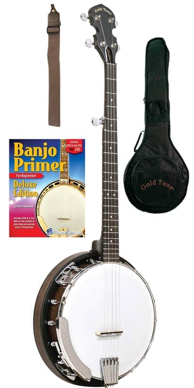 Gold Tone CC-BG Beginners Bluegrass Cripple Creek Banjo Starter Package w/Gig Bag, Strap & DVD image 1