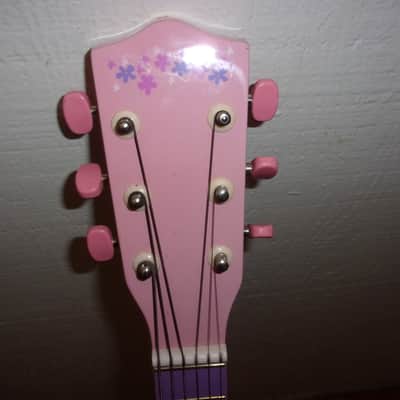 Barbie Mattel Kids Size Girls Acoustic Guitar and Pink Strap small body sounds like a Ukulele 2005 image 5