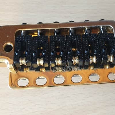 Wilkinson Stratocaster Strat 6 Point Roller Bridge Gold image 2
