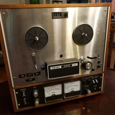Teac A-4010SL 4-head R2R Auto-Reverse 2-track 1/4" 7" reel to reel recorder tape deck player 1970s - stained wood and stainless steel image 14