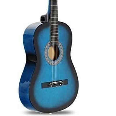 6 String 38" Acoustic Guitar w/Gig Bag Strap Pitch Pipe Extra Strings Set Pick for Kids Beginners Starter Youths Students Right-handed(Blue) image 3