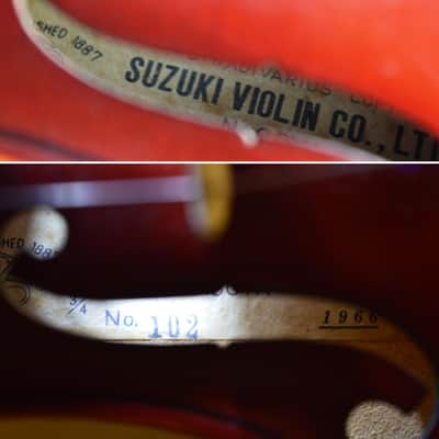 Suzuki violin 3/4 model 102 copy Stradivarius 1966 Japan import image 11