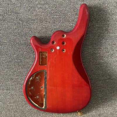 Transparent Red Basswood 5 String PJ Bass Body image 5