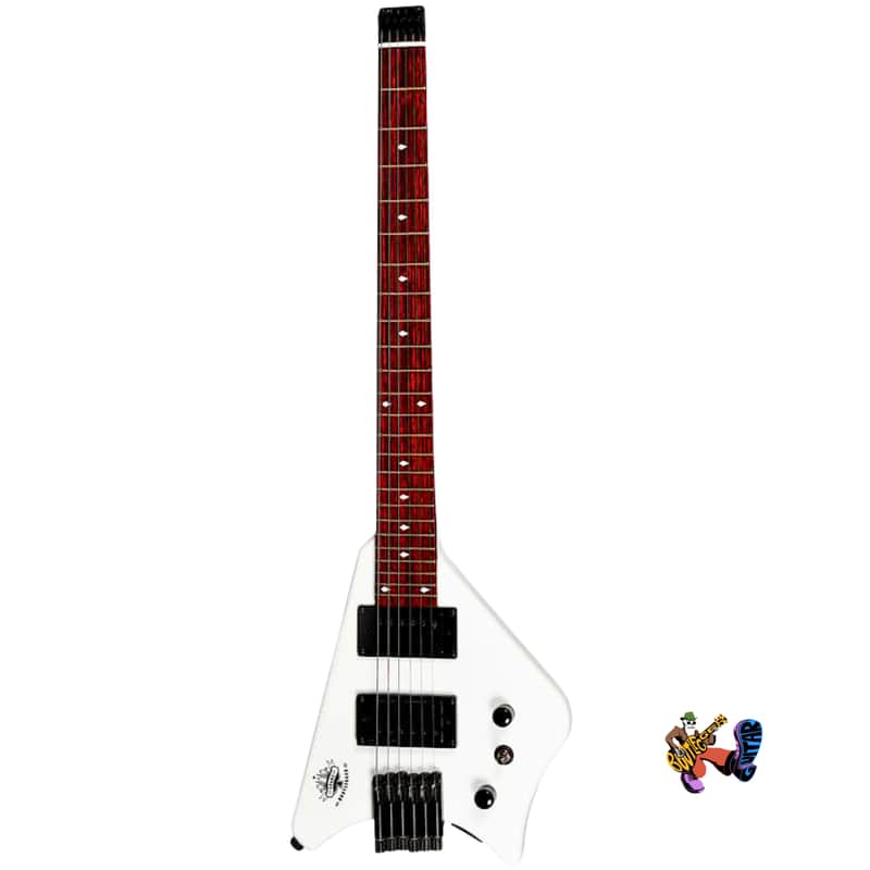 BootLegger Guitar Spade White Headless With Stiletto  Case and Flask image 1