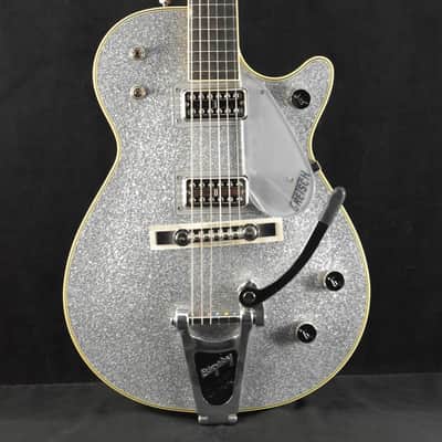 Mint Gretsch G6129T-59 Vintage Select ’59 Silver Jet with Bigsby TV Jones Silver Sparkle image 1