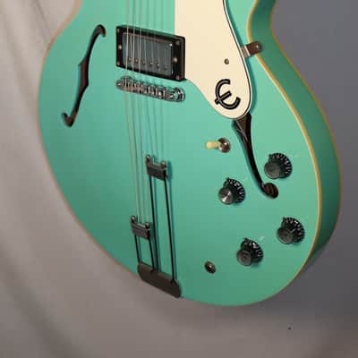 Epiphone Riviera Turquoise Finish Frequensator Tailpiece Semi-Hollow Body Electric Guitar with TKL hard case 1997 Made in Korea Peerless Factory image 6