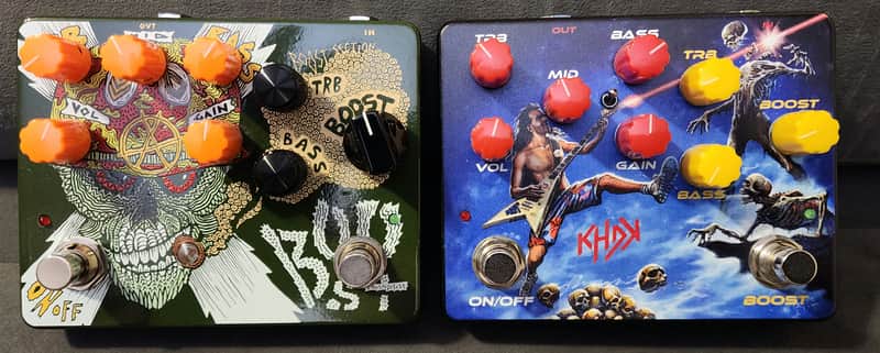 KHDK Electronics LTD edition Scott Ian JSL & Sgt D distortion/boost/preamp pedal collector's set 2020's - Custom graphics image 1