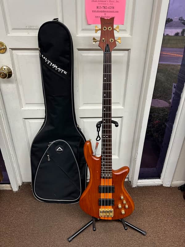 Used Schecter Stiletto Diamond Series Studio 4 String Bass Guitar Honey Satin w/ Gig Bag Local Pickup image 1