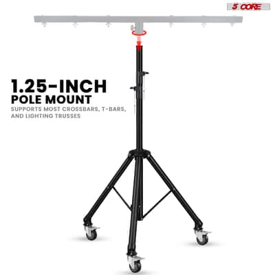 5 Core DJ Light Stand Tripod w Wheels 79" Crossbar 6 Light Points Adjustable 169.5" Stage Lighting Stand image 5