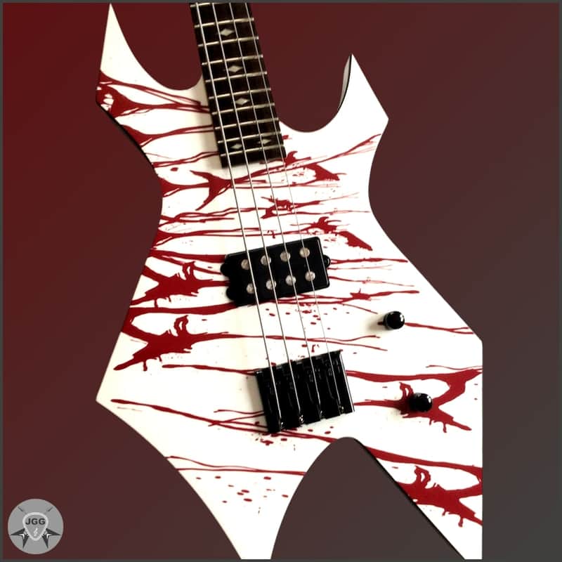 B.C. Rich Warlock Revenge 4-String Bass Guitar – White Blood