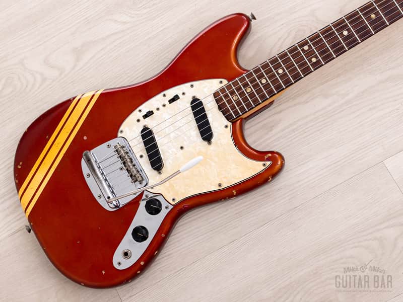 1974 Fender Competition Mustang Vintage Offset Guitar Competition Red w/ Case image 1