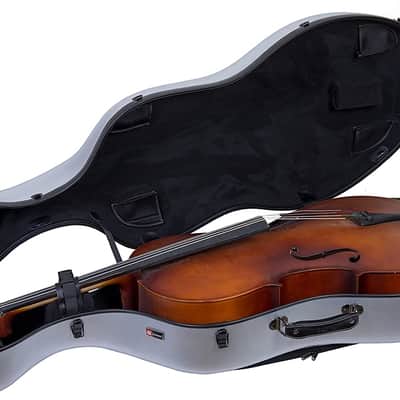Crossrock 4/4 Full Size Cello Case Poly Carbon Composite Hardshell with Backpack & Wheel in Silver image 4