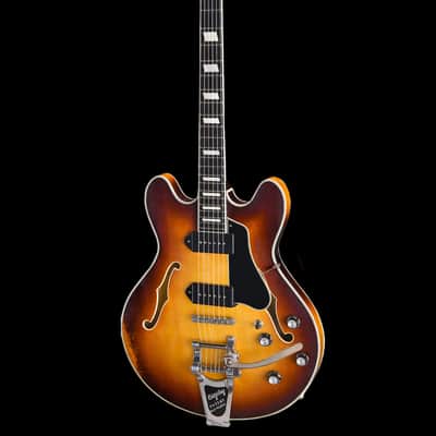 Eastman T64/v-GB Semi Hollow Antique Goldburst Electric Guitar image 1
