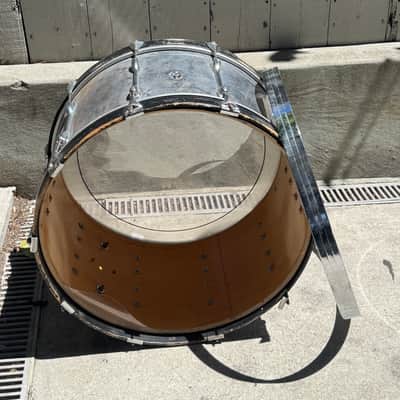 Vintage Slingerland Niles Badge 70's Chrome Over Wood Marching Bass Drum image 1