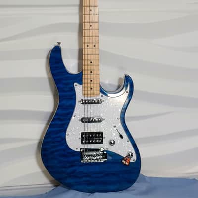 Cort G250DX Trans Blue Double Cutaway American Basswood Body Maple Neck 6-String Electric Guitar image 11