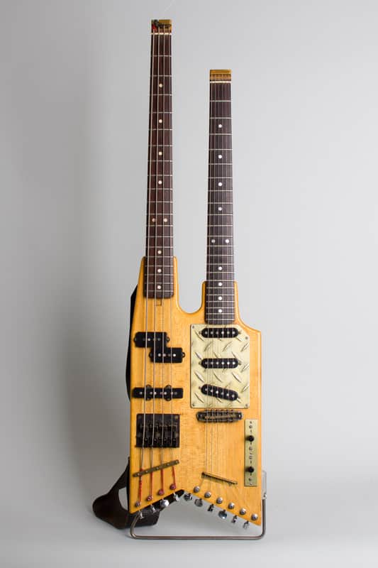 Doug Henderson Custom  Double Neck built for and extensively used by Elliott Sharp Solid Body Electric Guitar (1991), black gig bag case. image 1