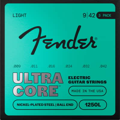 Fender 1250L UltraCore Nickel Plated Steel Ball End Electric Guitar Strings - Light 3-Pack (9 - 42)