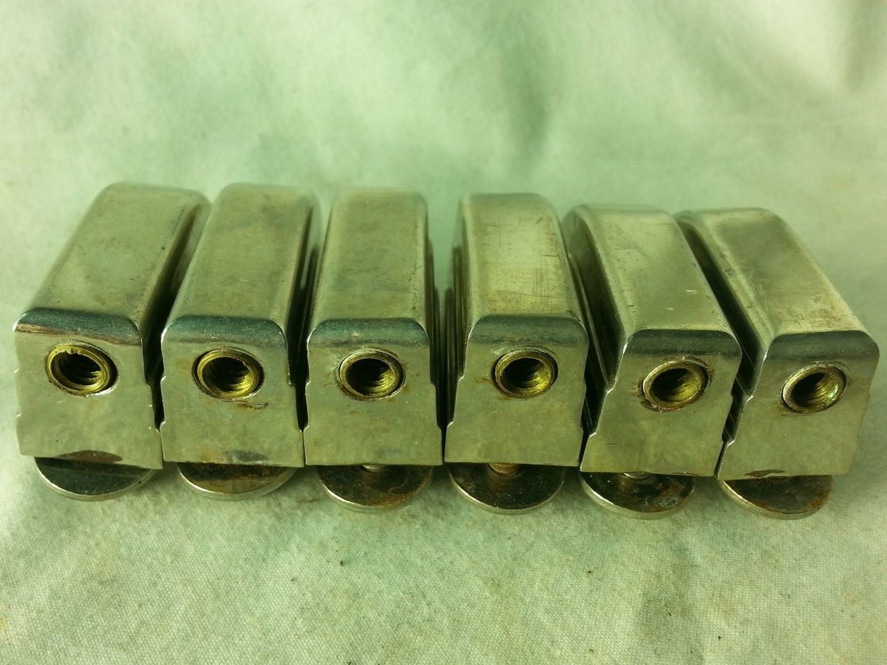 Leedy 6x Beavertail Bass/Floor Tom Drum Lugs Elkhart,IN Nickel No-Tab 40s/50s* — main photograph