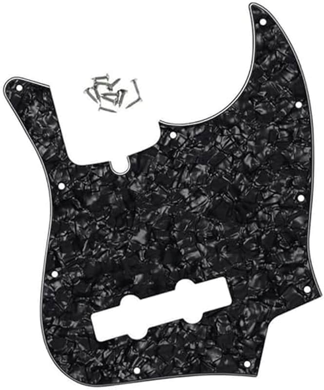 10 Hole J Bass Pickguard for 4 String Fender Jazz Bass Modern Style with Truss-rod Notch Pick Guard Scratch Plate,Black Pearl image 1