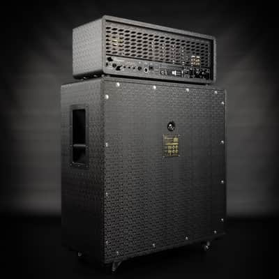 2007 Bogner Ecstasy 101B Top with Bogner Custom Shop 412ST Cab - Black Triskele with Sal N Pepper Front | USA Boutique 3-Channel 100/50-Watt EL34 Tube Guitar Half Stack Amp Head Box with Class A/AB Switch image 9