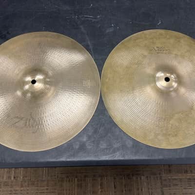 Vintage Zildjian A 14" Rock Hi Hat Cymbals Top 1336g & Bottom 1510g NICE image 1