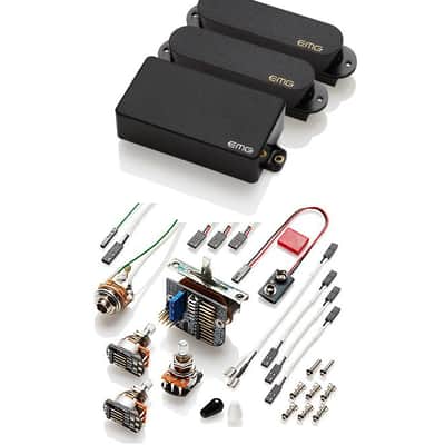 EMG SA / SA / 81 Black HSS Active Solderless Humbucker & 2 Single Coil Strat Pickup Set & Switch image 1