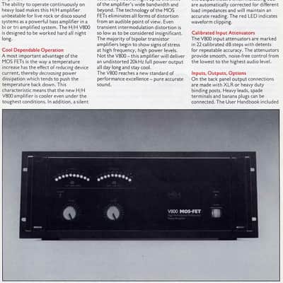 HH Electronics V800 MOS-FET High Performance Professional Power Amplifier image 8