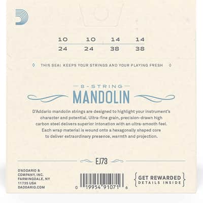 D'Addario EJ73 Mandolin Phosphor Bronze Light J73 Strings 10-38 image 3