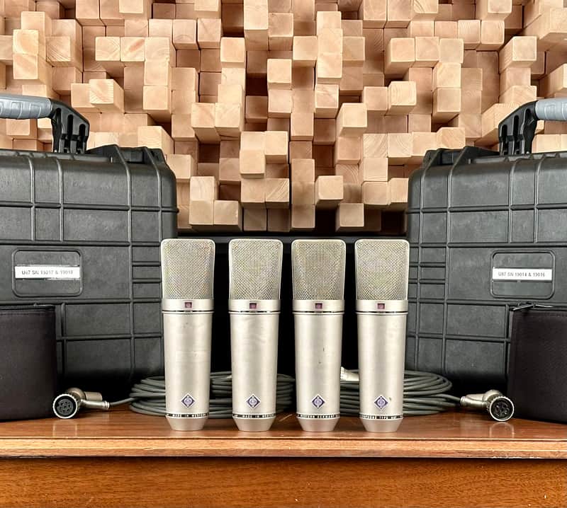 Vintage Neumann U87 Condenser Microphone Matched Quartet! Sequential SNs! 1971 U 87 With Swivel Mounts. Rare! image 1