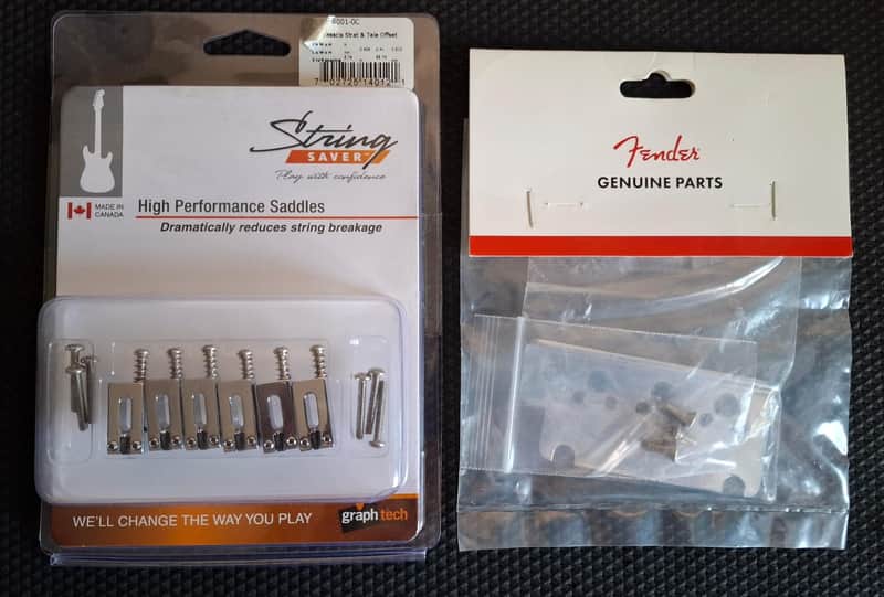 Set of Graph Tech String Saver saddles PG-8001 and Fender American Standard / Series Bridge Plate image 1