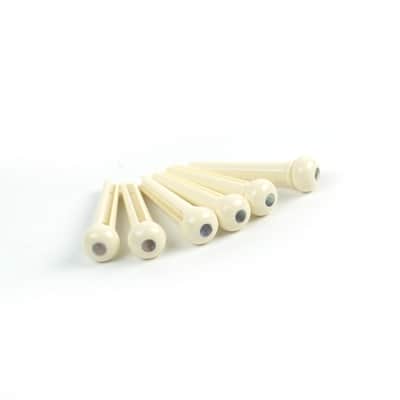 Set of 6 Slotted Acoustic Guitar Bridge Pins, Ivory-color Plastic / Pearl Dot image 1