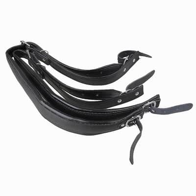 Black Leather Accordion Adjustable Harness Strap image 3
