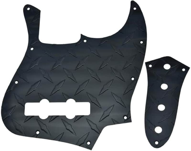 Jazz Style Bass Diamond Aluminum Pickguard & Control Plate - Black image 1