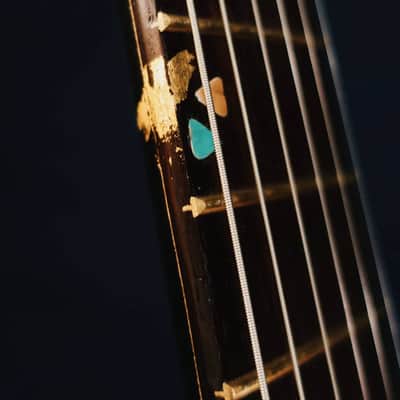 Boutique handmade Honfleur semi-hollow guitar with lacquered eggshell inlays image 11