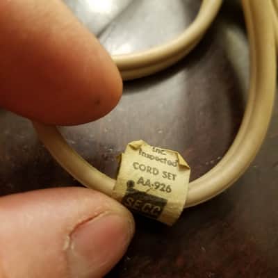 1 Belden Non-polarized Original Vintage 3-pin Power Cord Electric Cable Pentron V-M 1950s Beige image 5
