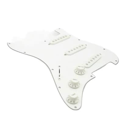 White Left Hand Guitar Loaded Prewired Strat Style Pickguard image 5