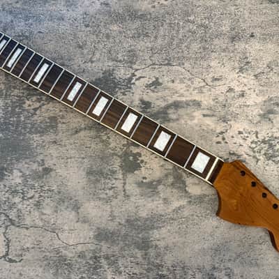 BMC Guitar Neck Jazzmaster® Strat® Stratocaster® 21 Fret Roasted Flame Maple MOP Block Inlays Bound With Rosewood Fingerboard Nitro Lacquer 2026 - 9.5 Radius.  [JM105] image 1